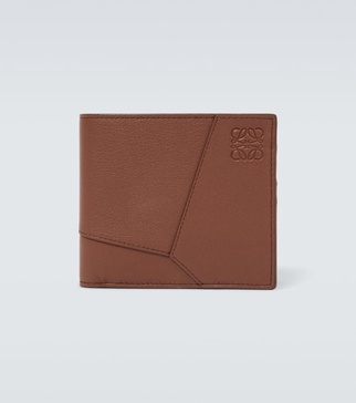 Puzzle leather bifold wallet