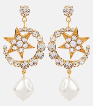 Kepler embellished gold-plated drop earrings