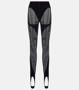 x Mugler Flock Shaping paneled stirrup leggings