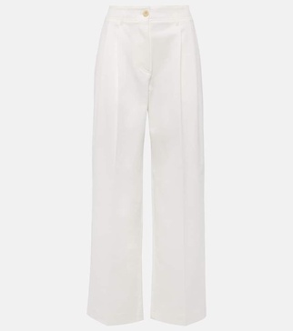 High-rise cotton twill wide-leg pants