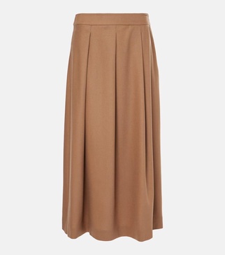 Caterina pleated wool midi skirt