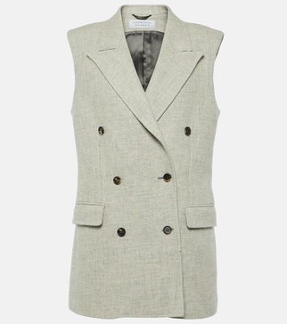 Mayte double-breasted cashmere and linen vest