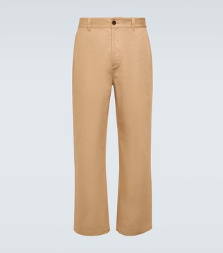 Cotton gabardine straight pants