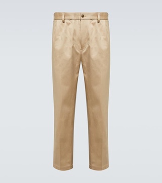 Cotton gabardine straight pants