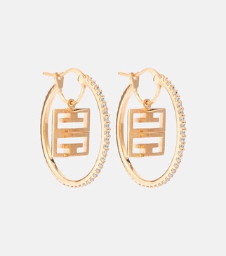 4G crystal-embellished hoop earrings