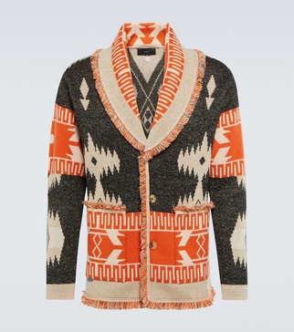 Icon jacquard cashmere and linen cardigan