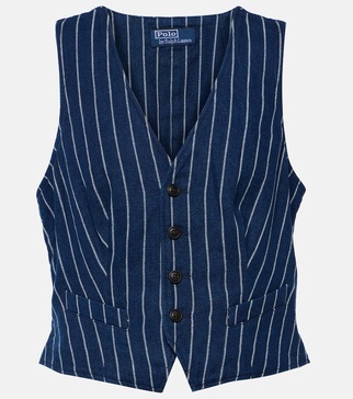 Pinstriped linen and cotton vest