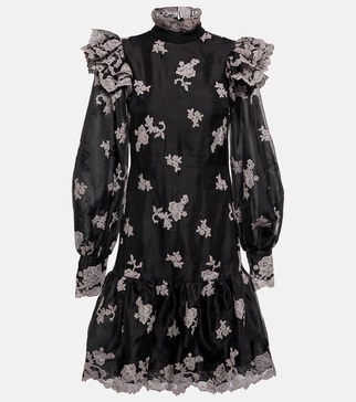 Nella floral embroidered silk minidress