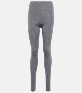 High-rise cashmere and silk leggings