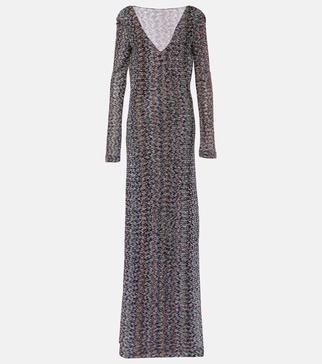 Zig Zag metallic knit maxi dress