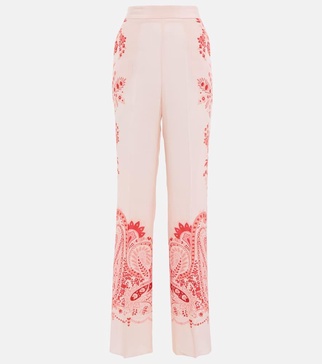 Floral high-rise silk palazzo pants