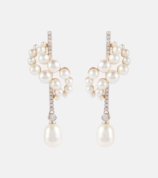 14kt gold earrings with diamonds and pearls