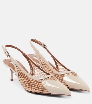 Le Cœur fishnet leather slingback pumps