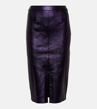 Carmen metallic leather midi skirt