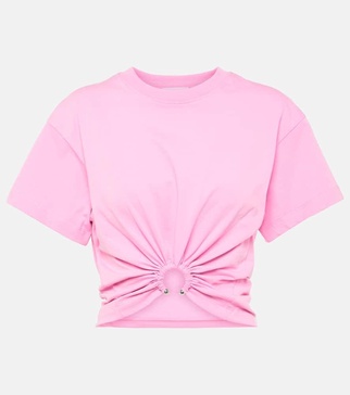 Gathered cotton jersey T-shirt