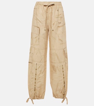 Trompe l'oeil linen and cotton cargo pants