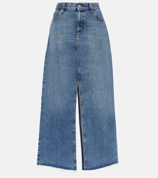 Denim long skirt w/Horsebit