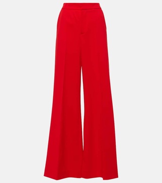 Crystal-embellished wool wide-leg pants