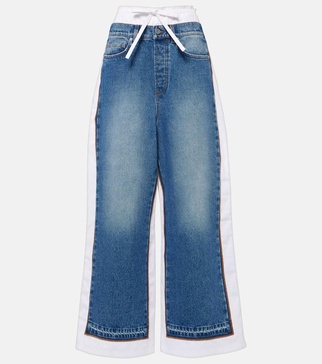 Paneled mid-rise wide-leg jeans