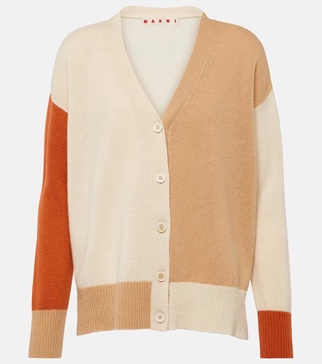 Colorblocked cashmere cardigan