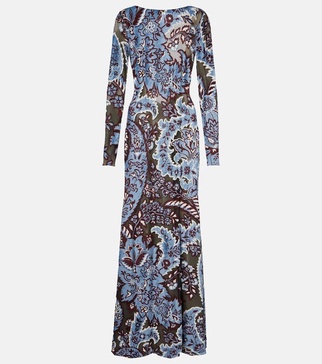 Paisley crepe jersey maxi dress