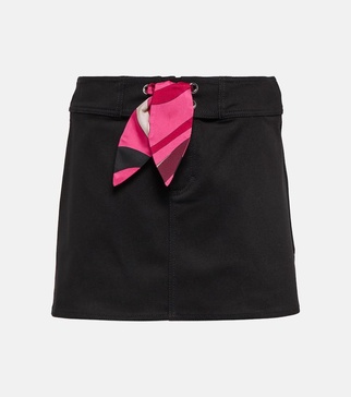 Cotton gabardine miniskirt