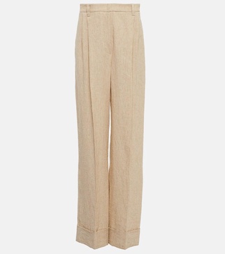 High-rise wide-leg linen pants