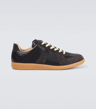 Replica leather and suede sneakers