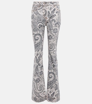 Paisley printed flared jeans