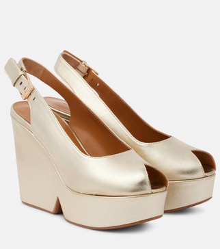 Dylan metallic leather wedge sandals