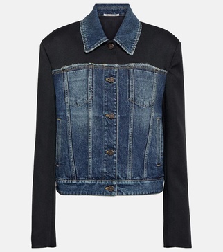 Twill-paneled denim jacket