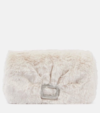 Viv Choc embellished faux shearling wallet