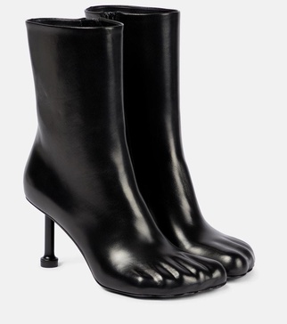 Fetish leather ankle boots