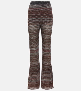 Knitted chevron Lurex® flared pants