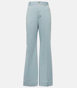 High-rise cotton-blend flared pants