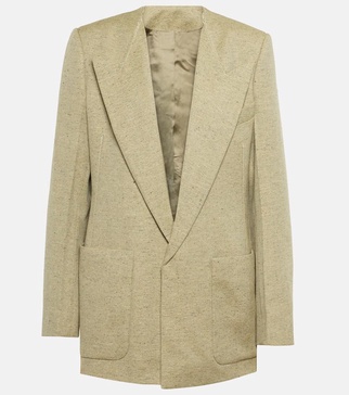 Single-breasted wool-blend blazer 