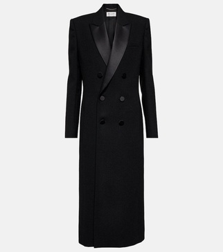 Double-breasted wool crêpe tuxedo coat