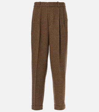 Wool-blend tweed straight pants