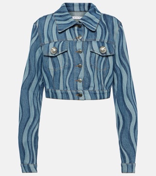 Sunray printed cropped denim jacket