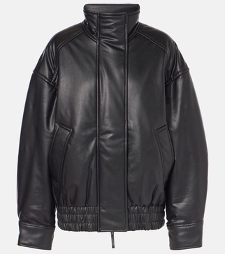 Faux leather bomber jacket