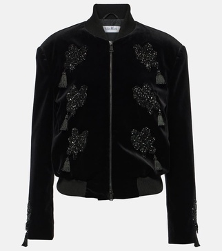 Musette embroidered velvet bomber jacket