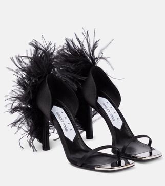 x Sergio Rossi Amazona feather-trimmed sandals