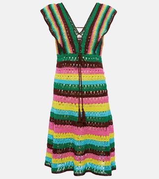 Striped crochet cotton minidress