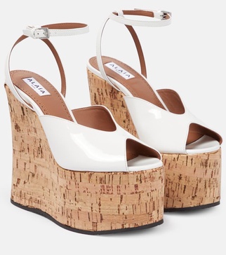 Patent leather wedge sandals