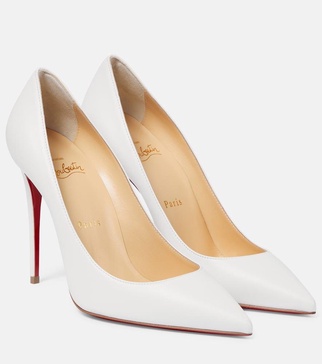 Kate 100 pointed-toe leather heeled courts