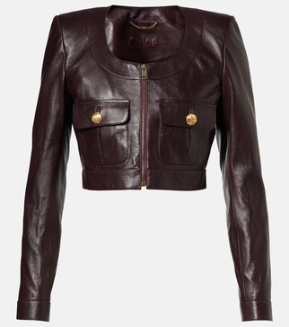 Cropped leather jacket