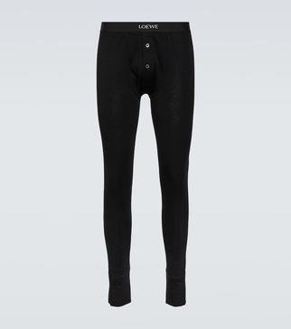 Logo-jacquard wool leggings