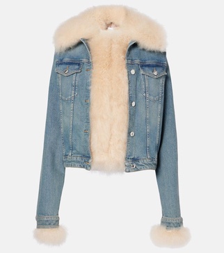 Shearling-trimmed denim jacket