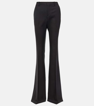 High-rise flared wool suit pants