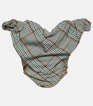 Checked bustier crêpe top